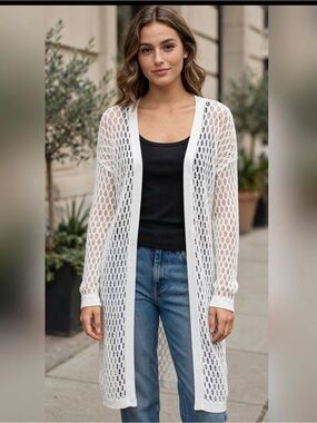 Forever 21 Ivory Open-Weave Knit Top